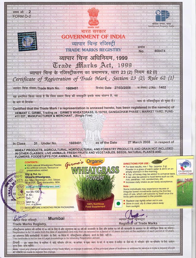  Label Trade Mark Certificate